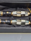Vtg Mackenzie Childs Courtly Check Black Tie Canape Spreader Knives Set Of 2 