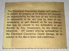 Paid  2 Cleveland Convention Center Garage Parking Lot Pass Ticket Stub Receipt
