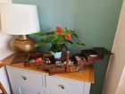 Antique Sewing Box Wooden Folding Expanding  Compartments Cute Hand Portable 