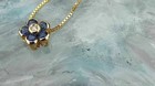 1 30ct Round Cut Lab Created Blue Sapphire Flower Pendant 14k Yellow Gold Plated