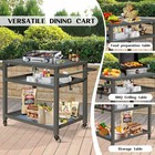 3-tier Bbq Grill Cart With Lockable Wheels   Portable Pizza Oven Stand