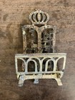Vintage Israeli Brass Shtender Book Stand Ten Commandments Crown Enameled Judaic