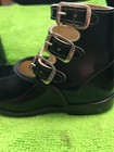 Victorian Black Leather High Top 3 Button Strap Baby Boots Childs Shoes  1950