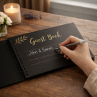 Black Guest Book 10x8 Hardcover Gold Foil Lettering 70 Pages Wedding Baby Shower