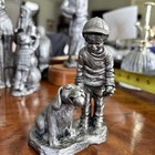 Michael Ricker Pewter Figurine Boy On Scooter With Dog  Signed 3253 3500 