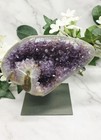 Uruguay Amethyst Druzy Geode On Stand Deep Purple Crystal Cluster 6  Specimen