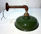 Vtg Green Porcelain Light Fixture Sconce Antique Garage Gas Station Art Usa  m34