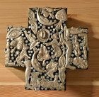 Vintage  Milagro Cross Mexican Folk Art Metal Wood  Cross 3 5 x3 5 
