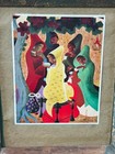 Vintage Indian Tribal Folk Art Framed Print Ethnic Wall Decor Collectible 14x12