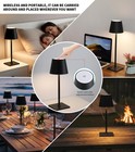 2 Pack Cordless Rechargeable Led Table Lamp With Dimmer black Portables Desk    