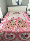  pink On Pink Peacock W ad  Vintage Peacock Chenille Bedspread W flyer 88x100