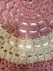 Vtg Hand Crocheted Doily Pink cream 19 5    Round