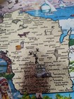 Vintage Wisconsin Souvenir State Metal Tray Map Landmarks  Terrific Condition 
