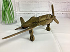 Vintage Solid Brass Airplane Trench Art Army Propeller Desk Office Decor 7 x10 