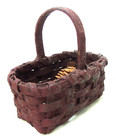 Antique Miniature Rectangular Splint Basket Dark Red Paint 3 1 4  Long