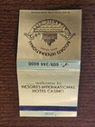 Vintage Matchbook Cover Resorts International Hotel Casino Atlantic City