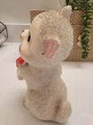 Adorable Vintage Cat W polka Dot Bowtie Figurine Sugar Coated Texture Japan
