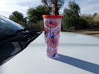 New Starbucks 2017 Venti Poppy Floral Flower Cold Cup Tumbler 24 Oz With Straw