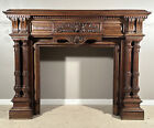 Antique French Louis Xvi Walnut Wood Fireplace Surround mantel