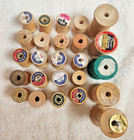 Lot Of 25 Thread Spools Vintage Wooden Wood Sewing Various Sizes Empty No Thread