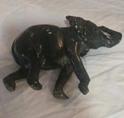 Large Hand Carved Verdite Green Stone Elephant  Don t Stand Up 1lb 7oz Trunk Up