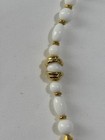 Vintage White Mod Lucite Bead Necklace Clip On Earrings Set Gold Tone 1960s