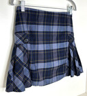 Lands  End Girls 12 School Uniform Skirt Skort Classic Navy Plaid Side Pleat