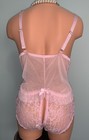 New Shiny Satin   Chiffon Teddy Bodysuit  1x Crotchless  Frilly Lacy Coquette