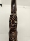  New Zealand Maori War Club  Hand Carved Wahaika Wood W paua Shell Accents 17   