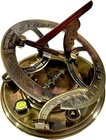 Antique Gilbert   Sons Brass 5 Inch Sundial Compass With Wood Box Vintage Style