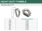 T316 Stainless Steel Heavy Duty Wire Rope Thimble 1 8  To 7 8 