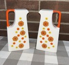 Holt Howard 1966 Salt Pepper Orange Yellow Flowers 7  Mcm Shakers Retro Vintage