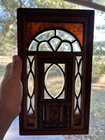 Antique Salesman Sample Miniature Door Beveled Stain Glass Wood 11   x 6 25    Lead