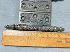 Pair Set 2 Antique Original Victorian Ornate Cast Iron 3  X 3  Door Hinges