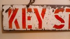 Antique Vintage Early Painted Metal Sign W  Chain - Key Stop