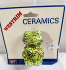 4 Vintage Westrim Green Speckle Ceramic Frog Beads Macrame Craft Supply