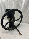 Antique Primitive Coffee Grinder Cast Iron 12  Wheel Wooden Handle 13 