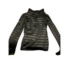 Nike Pro Dri-fit Hyperwarm 1 2 Zip Jacket Womens Small Black Striped Volt Yellow