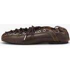 Agodor Ballet Flats Women 5 5 Brown Leather Lace Up Square Round Toe