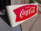 C 1950s Original Vintage Coca Cola Sled Sign Metal Am32 White Fishtail Mint Coke