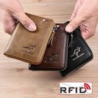 Waterproof Mens Rfid Blocking Leather Wallet Credit Card Id Holder Zipper Purse
