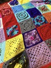 Vintage Handmade Crochet Afghan Blanket 3d Rose Granny Square Throw 60   l X 45   w