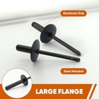 Allclean 110pcs All Black Large Flange Rivets 3 16   1 2  3 16  1 2  All Black