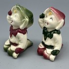 Vintage Mccoy Ceramic Pixie Elves Gnome Figurine Art Pottery Christmas Mcm Pair