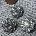 Vintage Lot  14  Metal   Plastic Silver Rhinestone Shank Buttons  Set 5  5  3  1