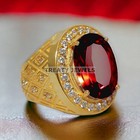 Garnet Oval Cut With 14k Yellow Gold Ring For Men s  714  