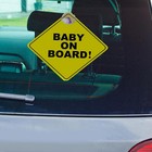 Baby On Board Sign With Suction Cup Car Window Yellow Reflective Warning Sign
