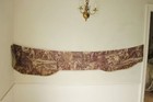 Antique French Purple Toile Textile Valance C 1820 Roman Theme
