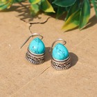 Handmade Turquoise Teardrop Sterling Silver Earrings  Boho Southwestern Dangle 