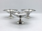 Set Of Three Vintage Solid Sterling Silver Raised Bonbon Dishes - 153g